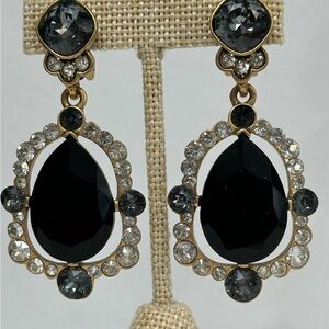 Oscar de La Renta Elegant Black and Gold Drop Earrings new